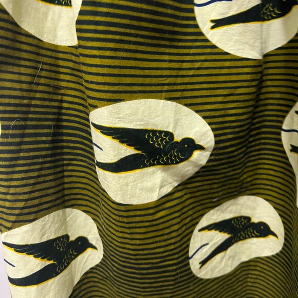 Off the Shoulder Dress Hand Made with African Block Print Fabric - Black Birds - Picture 8 of 15